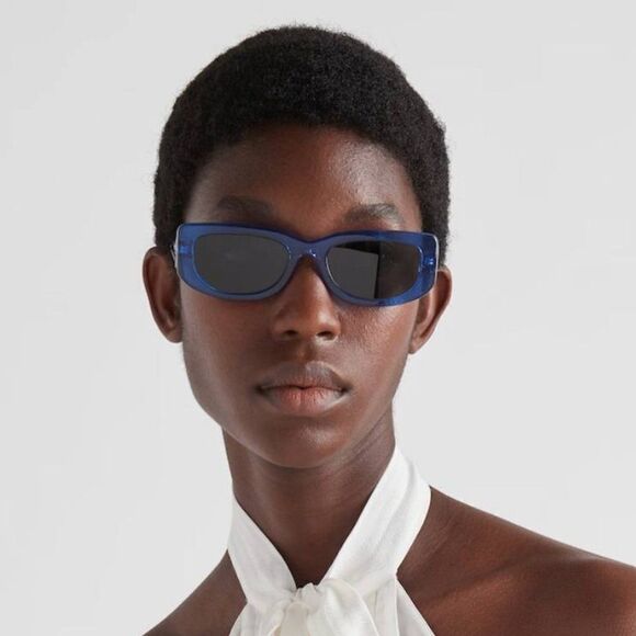 NEW Prada PR14YS 18M5S0 Crystal Electric Blue Grey Rectangle Women Sunglasses main image 9